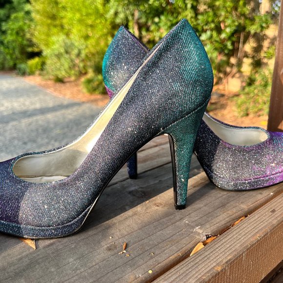 Nine West Chameleon Heels , Sparkle Heels Holiday Party Shoes, New Years  Heels - Picture 4 of 6